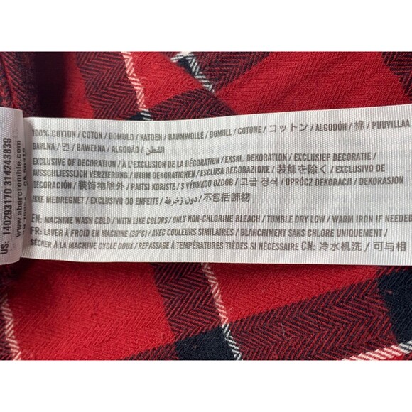 Abercrombie & Fitch Flannel Button Down Shirt Women L Red Tartan Plaid Boyfriend - Picture 9 of 10